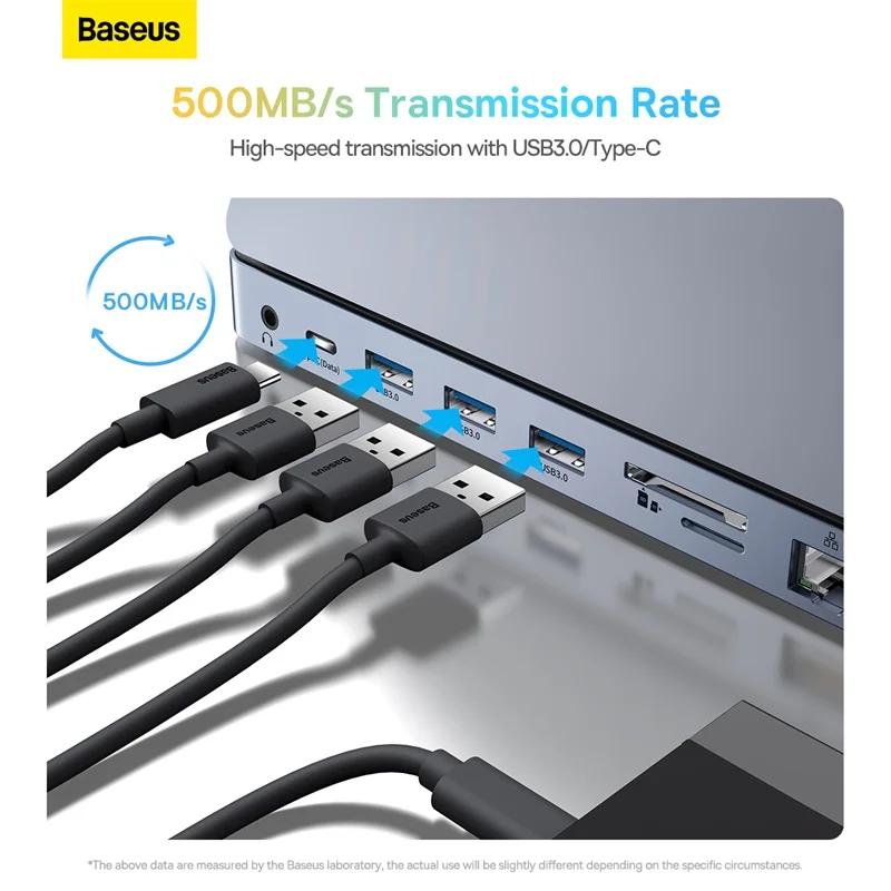 Фото Адаптер концентратора Baseus EliteJoy Gen2, 11 портов, Type-C, темно-серый (Type-C в HDMI * 1 + USB3.0 * 3 + PD * 1 + VGA * 1 + SD/TF * 1 + RJ45 * 1 + данные типа C * 1 + 3,5 м №5