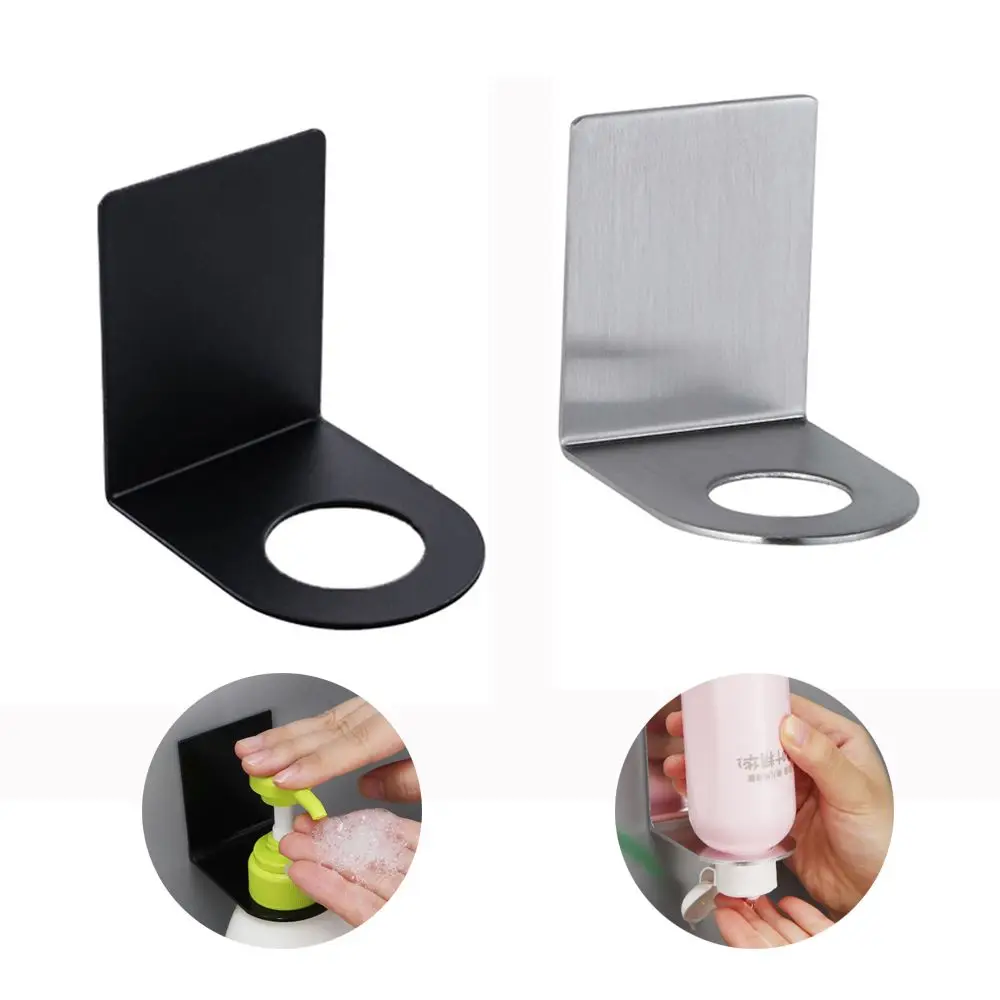 

1PC Soap Bottle Holder Wall Mounted Free Of Punch Traceless Metal Hook Stainless Steel Bottle Hanger Kitchen Organizer Supplies