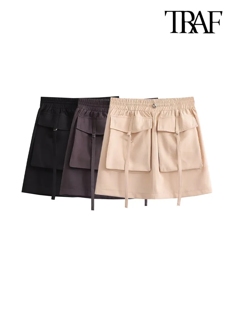 

Женская винтажная мини-юбка с эластичным поясом и карманами