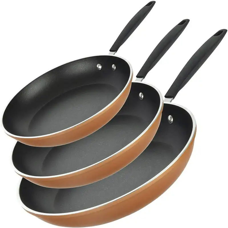 

3-Piece Copper Cast Frying Pan Set, Nonstick Cookware