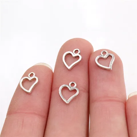 10x8 мм 50 шт античные бронзовые посеребренные Подвески ручной работы в форме сердца: сделай сам для браслета и ожерелья