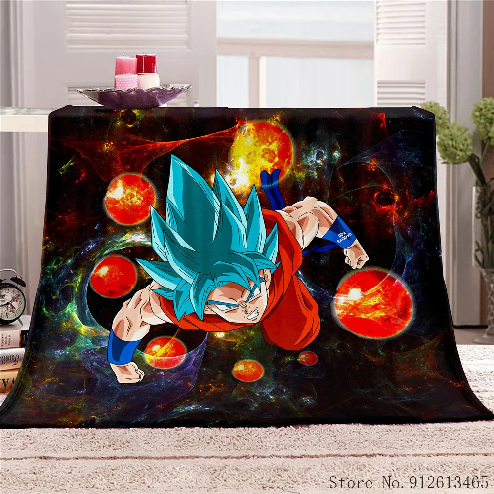 

3D Dragon Ball Z Throw Blanket On Bed Anime Plush Sherpa Blanket Pet Siamese Bedspreads Fur Print Thin Quilt For Sofa