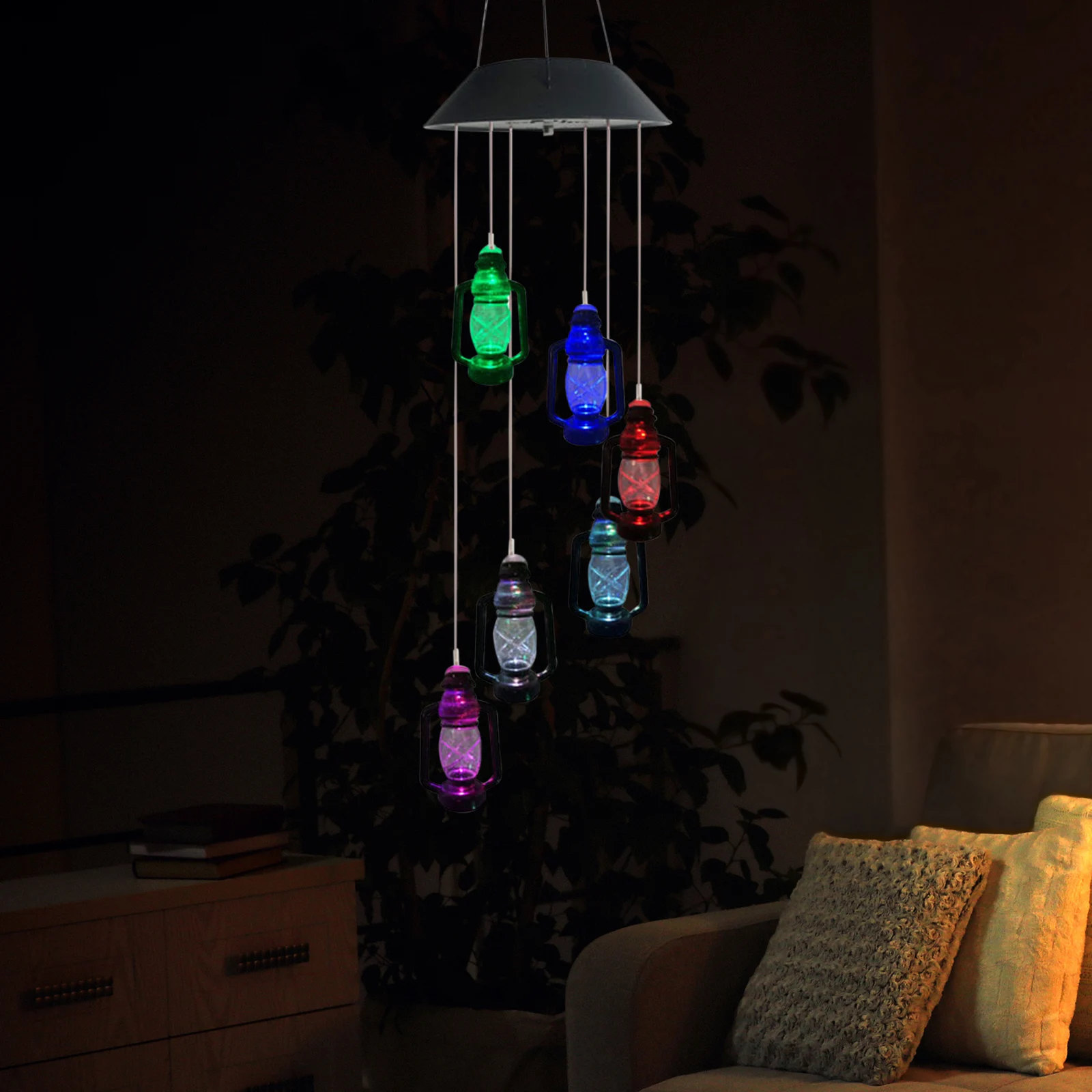 

Solar Lanterns Wind Chime Color-Changing LED Light Wind Bell Hanging Decor Solar Powered Ground Pathway Lights