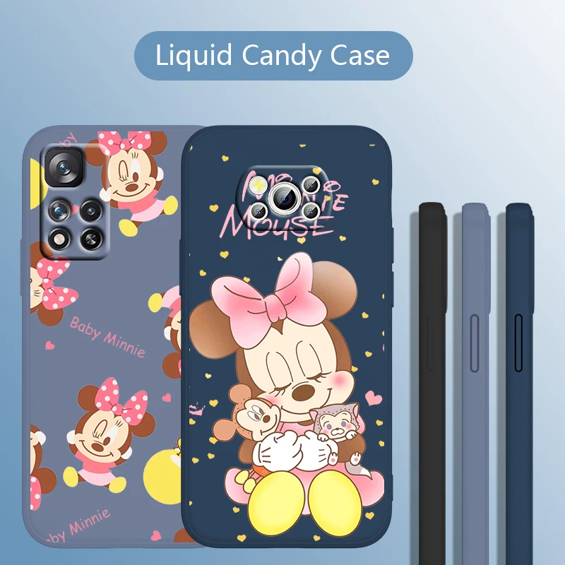 

Pink Minnie Baby Phone Case Xiaomi POCO M4 X4 F4 C40 X3 NFC F3 GT M4 M3 M2 Pro C3 X2 4G 5G Liquid Rope Cover Fundas Coque Capa