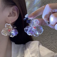 925 silver needle color laser flower earrings for woman gift acrylic stud earrings ins popular fashion jewelry accessories