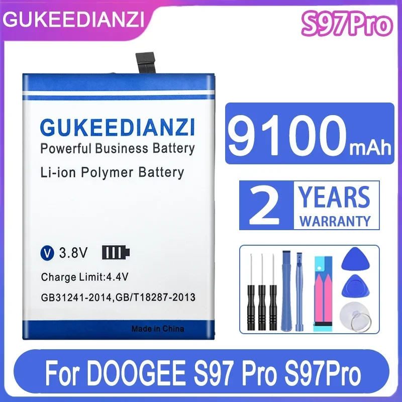 Аккумулятор GUKEEDIANZI для DOOGEE S97 Pro BAT21ZN 1318500 9100 мАч + Track Nubner