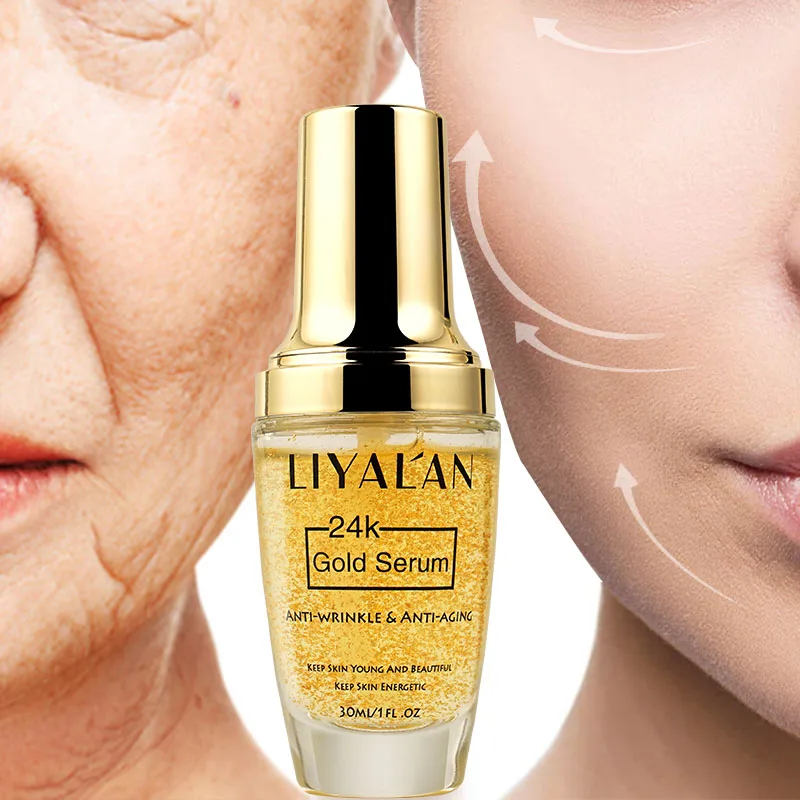 

24K Gold Hyaluronic Acid Serum For Face Anti Aging Wrinkle Shrink Pore Brighten Firming Lifting Facial Skin Care Essence Liquid
