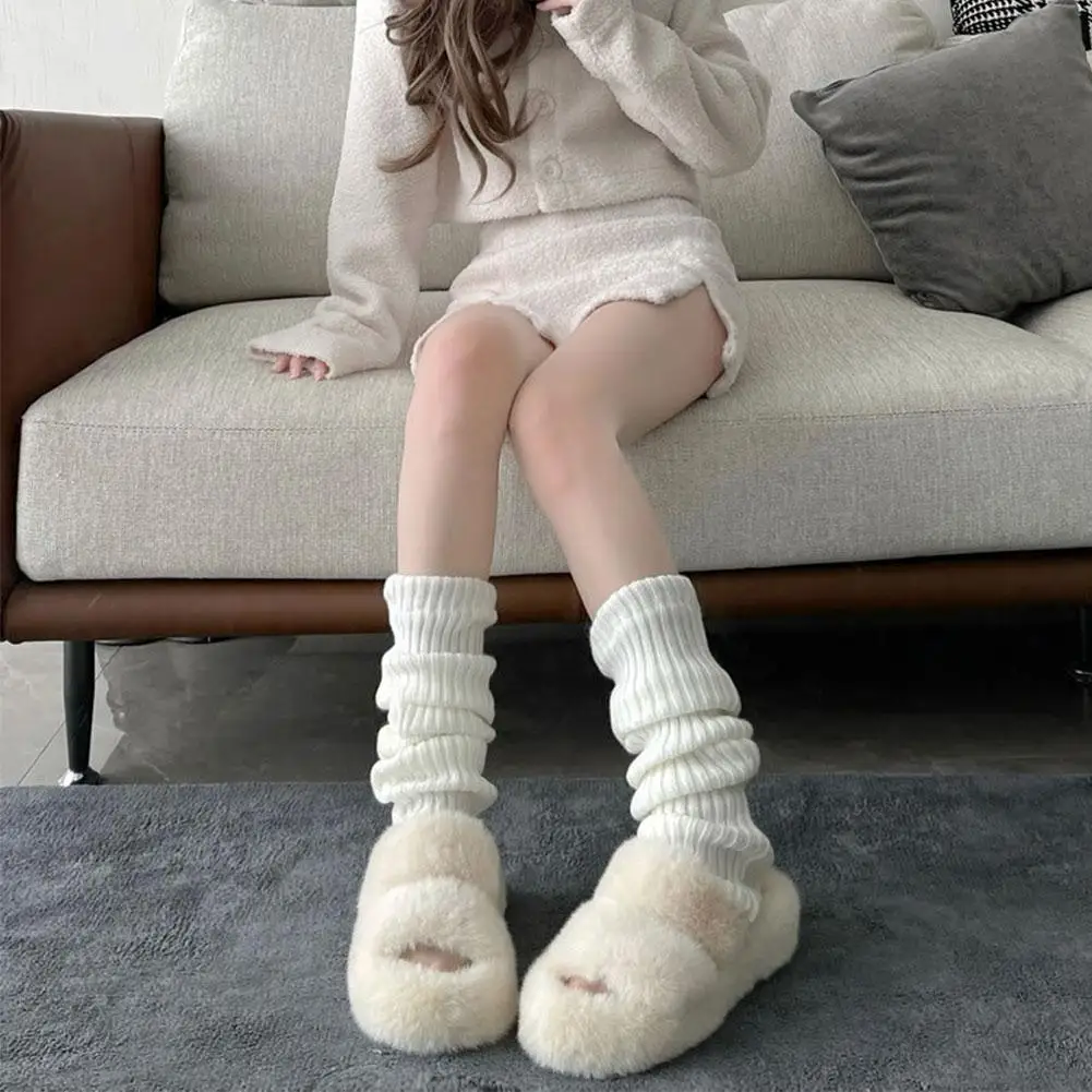 

40CM Women Knit Winter Leg Warmer Knitted Boots Socks Pile Up Foot Warm Cover Sweet Girl Lolita Short Skirt Clothing Accessories