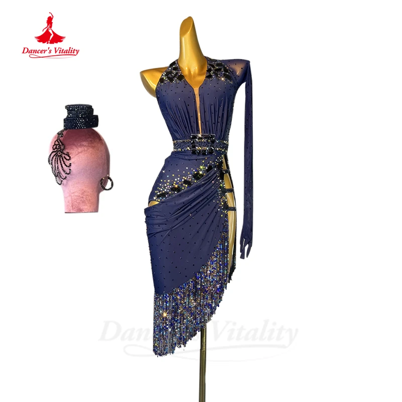 

Платье для латиноамериканского танца, профессиональный костюм для выступления, экзамена, ча-лунба, одежда для взрослых, латинские платья с камнями AB