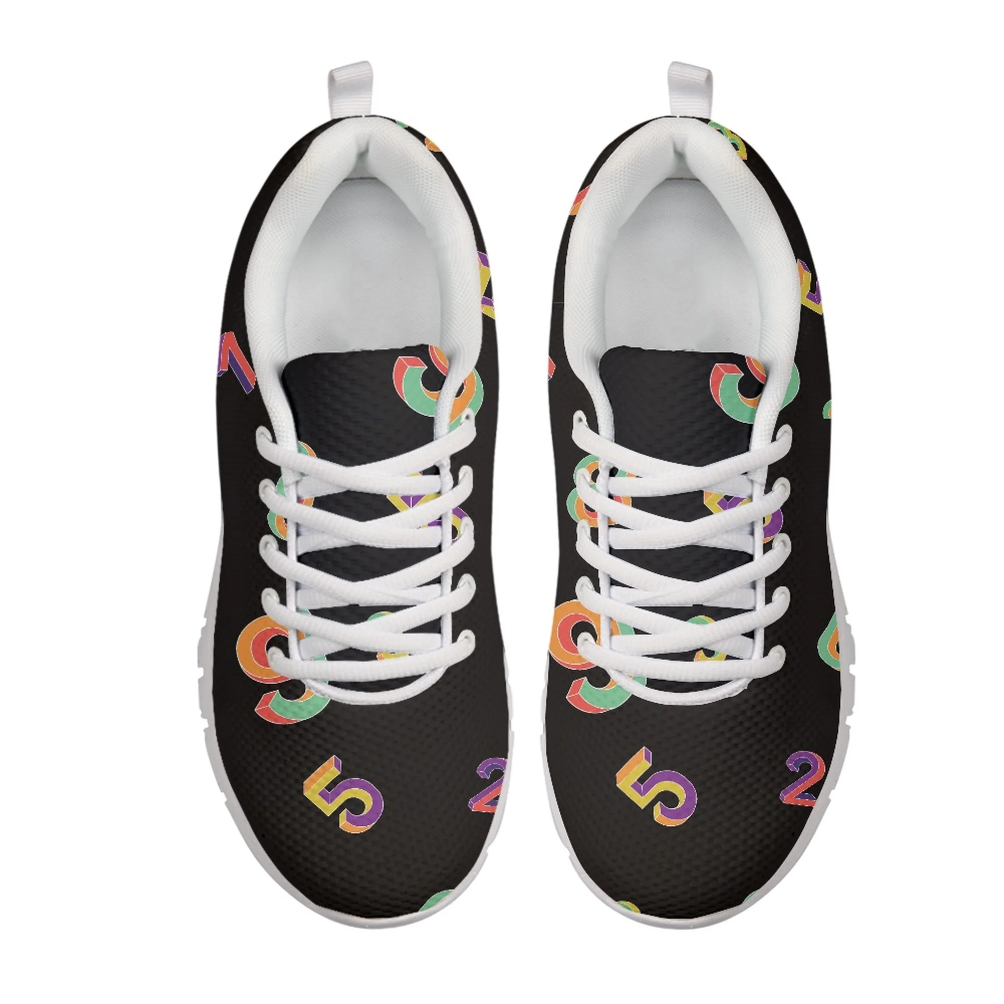 Yikeluo Number Pattern Prints Design Flat Shoes Women Casual Footwear Spring Summer Walking Sneakers Zapatos chaussure femme