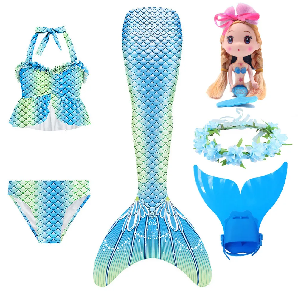 Детский Костюм Русалки для девочек купальный костюм косплея Пляжное бикини с