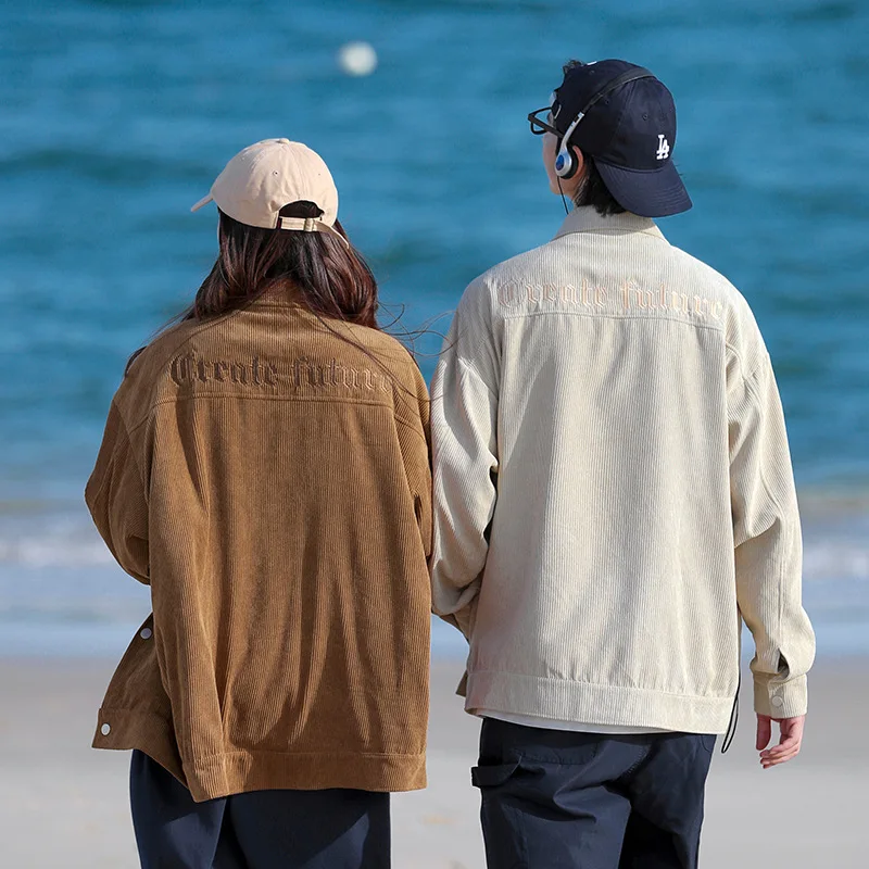 

Cityboy men's main push corduroy jacket men's autumn versatile trend texture embroidered jacket