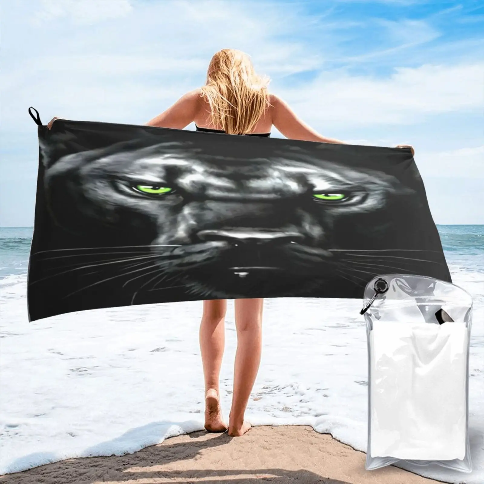 

Panther Face Head Jungle Cat Beach Towel Face Towel Kitchen Towel Beach Cover Up Hand Towels Towel Beach Face Towel Towel Bath