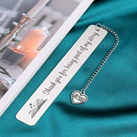 creative lettering metal bookmark with leaf pendant reading book mark book page stationery student souvenir teachers day gifts