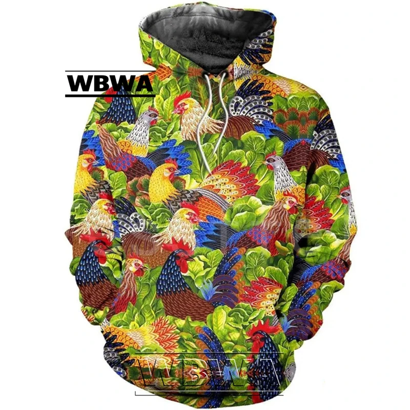 

Худи с изображением символа животного, курицы, петух, забавный, с круглым вырезом, новая мода, спортивный костюм Harajuku, 3D принт, толстовки/свит...