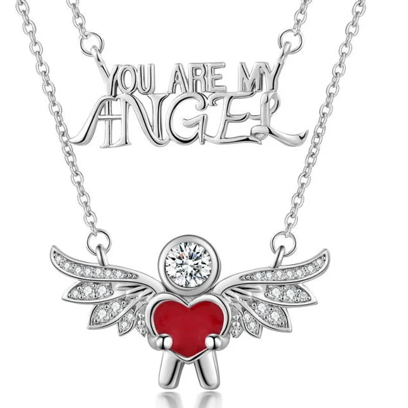 

KYTRD The Angel Wing Guardian Necklace is a sparkling crystal pendant, exquisite "You are my friend angel&quot