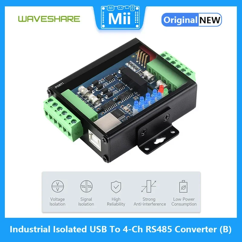 Waveshare промышленный изолированный преобразователь USB в 4-канальный RS485 (B) чип CH344L
