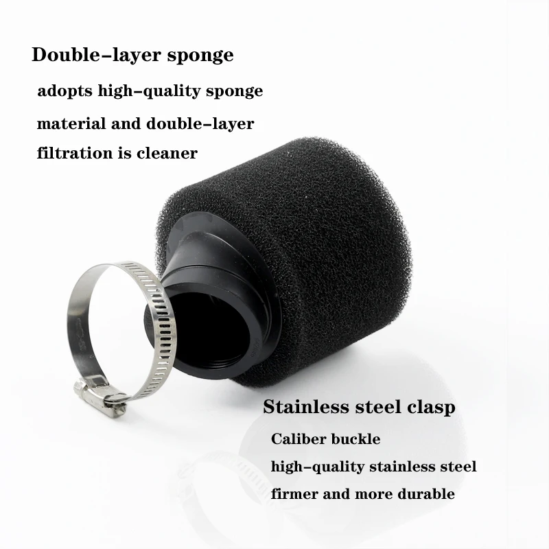 Filter Intake Pipe Pod System Bend Elbow Neck Cleaner Clamp-on Black and Red Water Proof Foam Carburetor High Flow Air Sponge