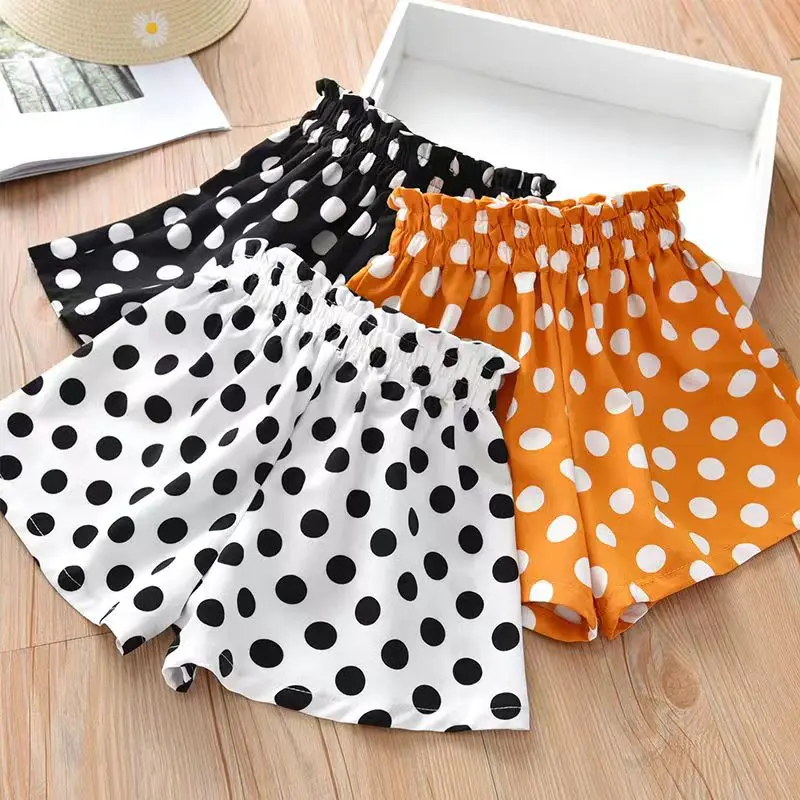 

Girls' shorts 2023 summer cute wavelet dot skirt pants for middle and small children comfortable breathable casual school shorts