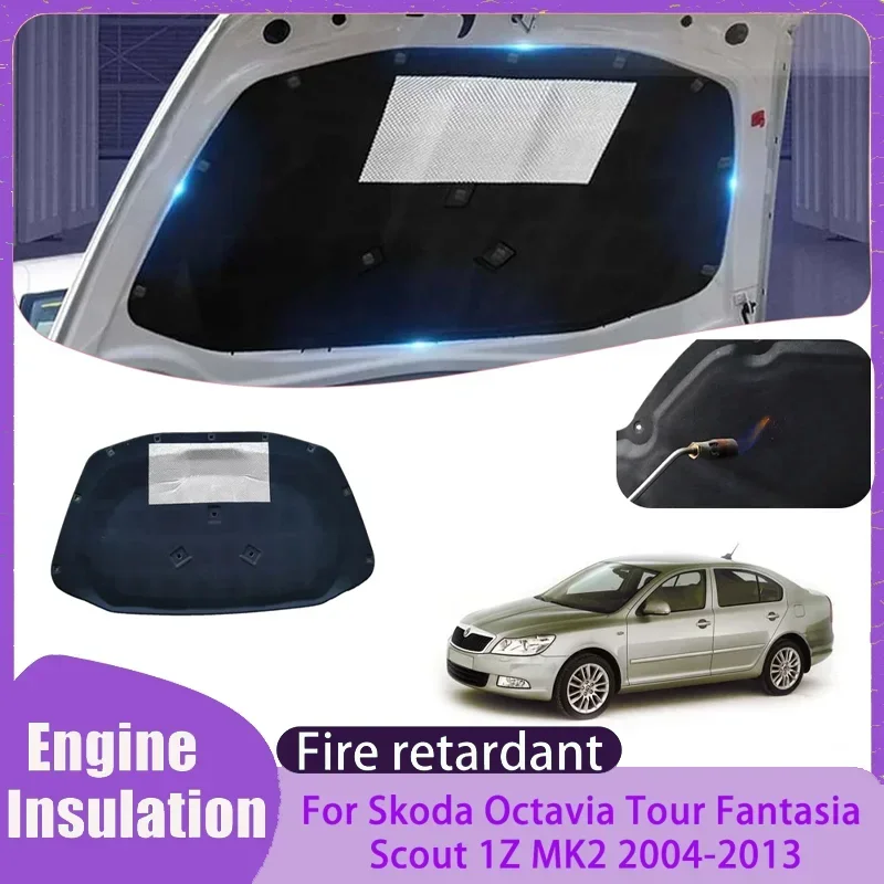 Фото Для Skoda Octavia Tour Fantasia Scout 1Z MK2 2004~2013: Термоподкладка капота, шумоизоляционный хлопковый мат для двигателя, аксессуары. №1