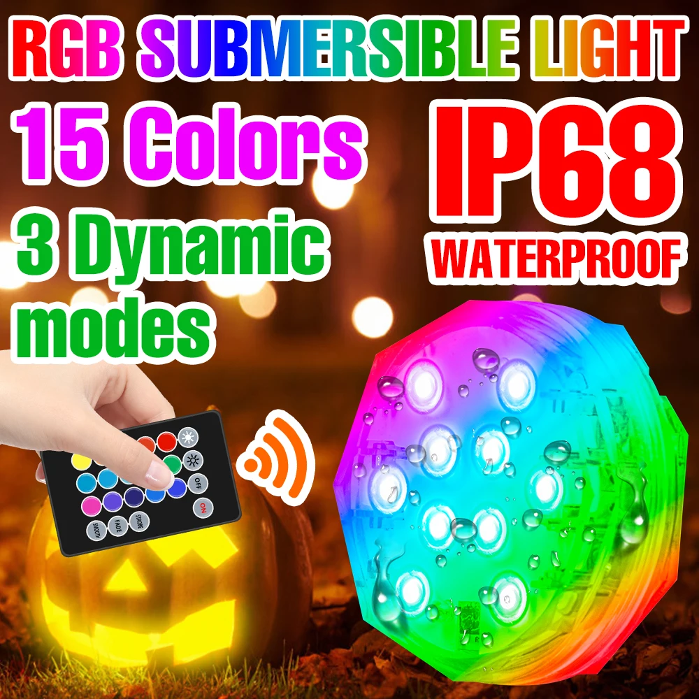 

LED Submersible Light RGB Underwater Night Lamp Battery Operated IP68 LED Light Christmas Party Atmosphere Decoration Pool Light