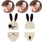 2 шт.компл. новорожденных Фотография реквизит вязаный детский головной убор мультфильм милая собака младенческой одежды для мальчиков девочек фото аксессуары