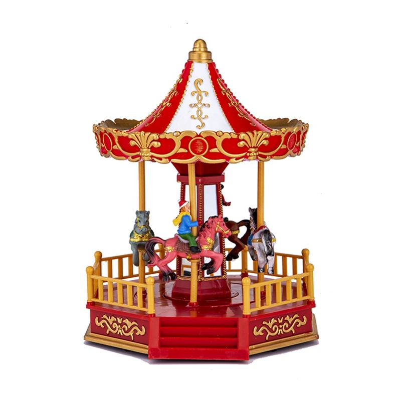 

Christmas Decorations Christmas Village Glowing Music House Carousel Decoration Ornament Party Christmas House