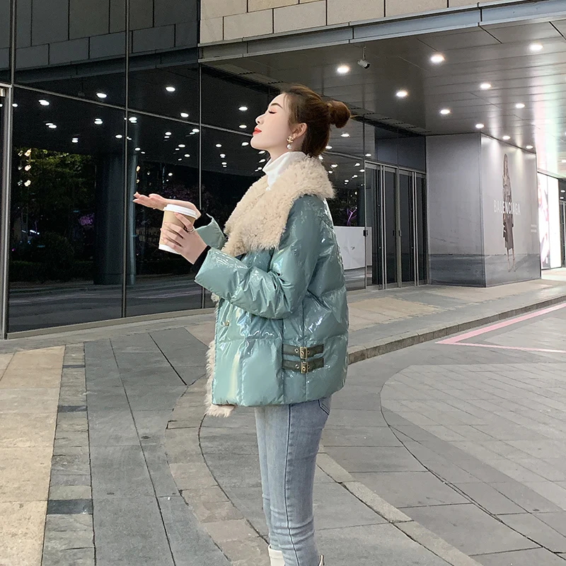 Новинка 2022 пуховик женская одежда Зимний короткий женский с ярким меховым