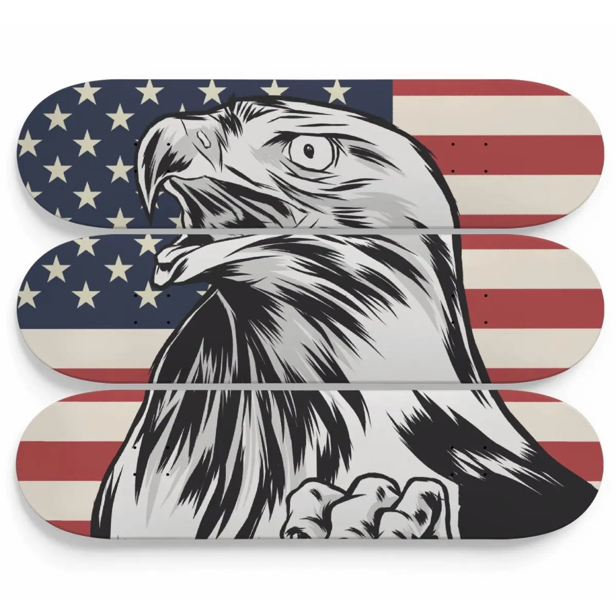 

Skate Deck Art Design Hanging Wall Skateboard Kids Skateroom Decor DIY Custom Sports Style Decoration Bald Eagle 3 Pieces