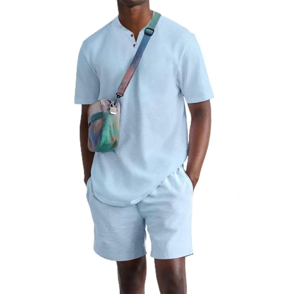 

Soft Fabric Elastic Waists Breathable Button Summer Tracksuit Daily Clothes