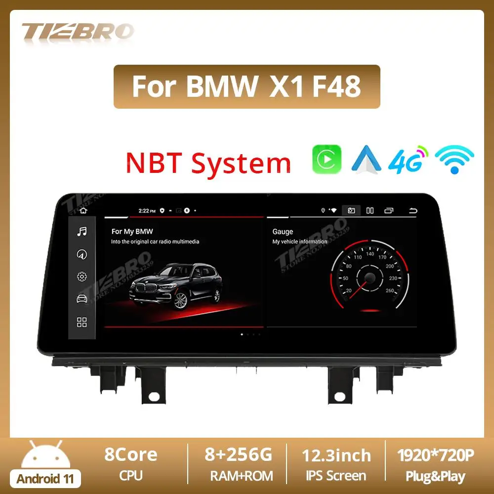 

Автомагнитола TIEBRO 12,3 дюйма, 8 ГБ + 256 ГБ, для BMW X1 F48 NBT 2016-2017, Android, Carplay, автомобильный стерео Мультимедийный плеер с GPS