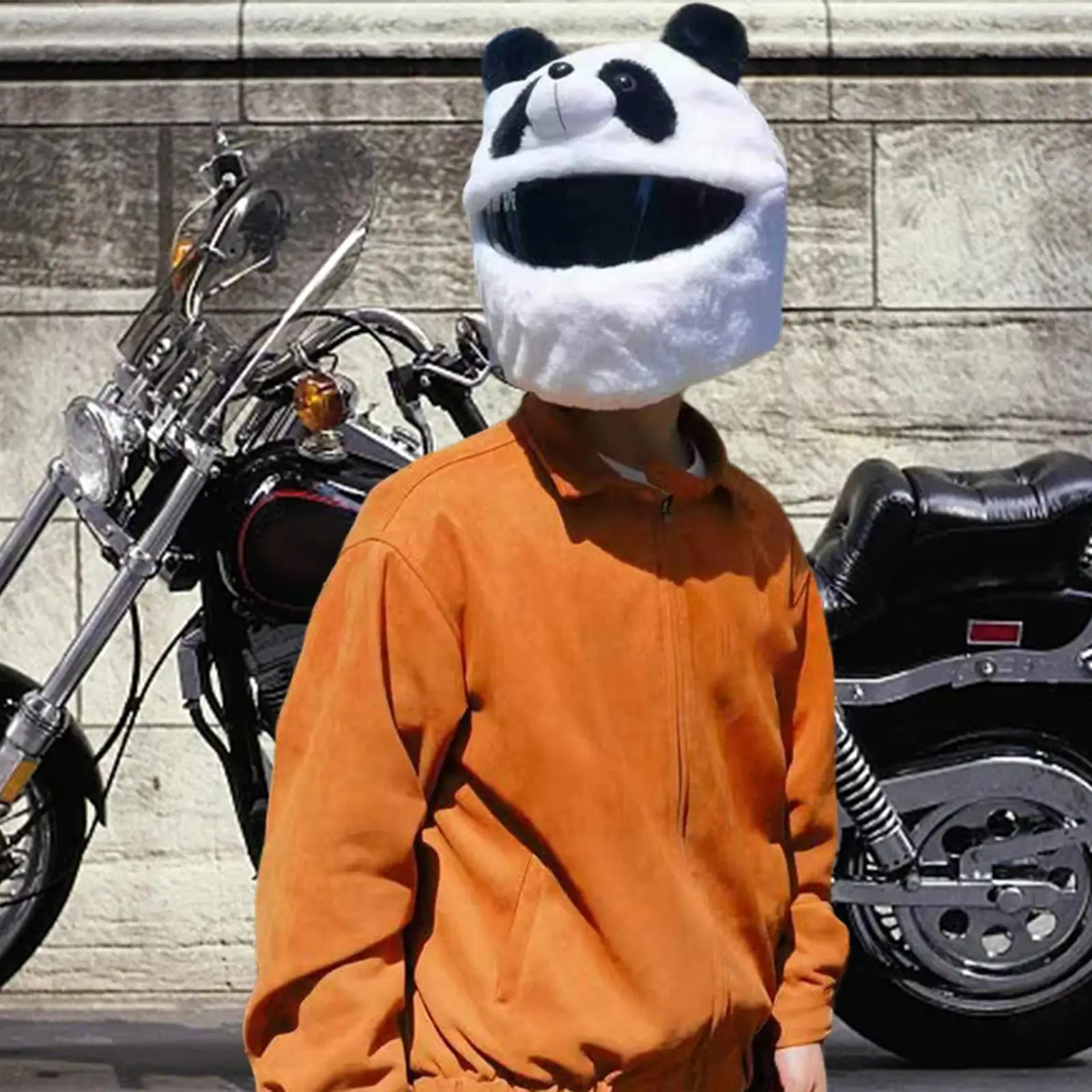 

Motorcycle Helmet Cover Cartoon Panda Funny Decor Helmet Protective Cover Full Face Protection Cover for Most Full Face Helmets