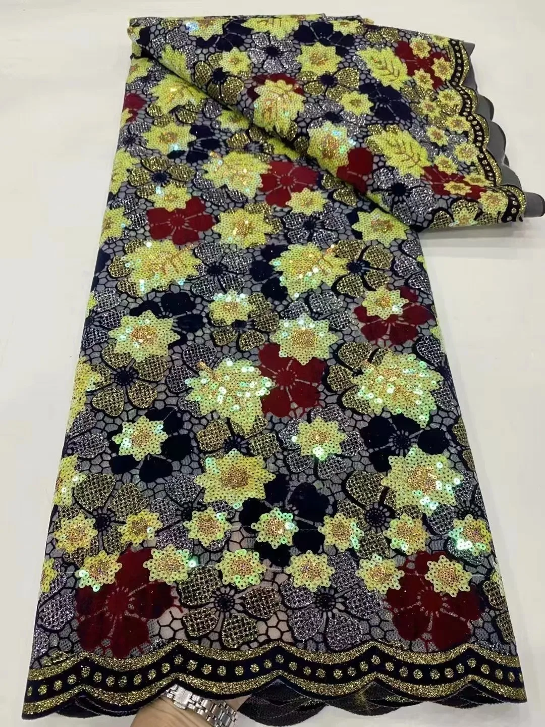 Роскошные нигерийские кружевные ткани с блестками африканская кружевная ткань