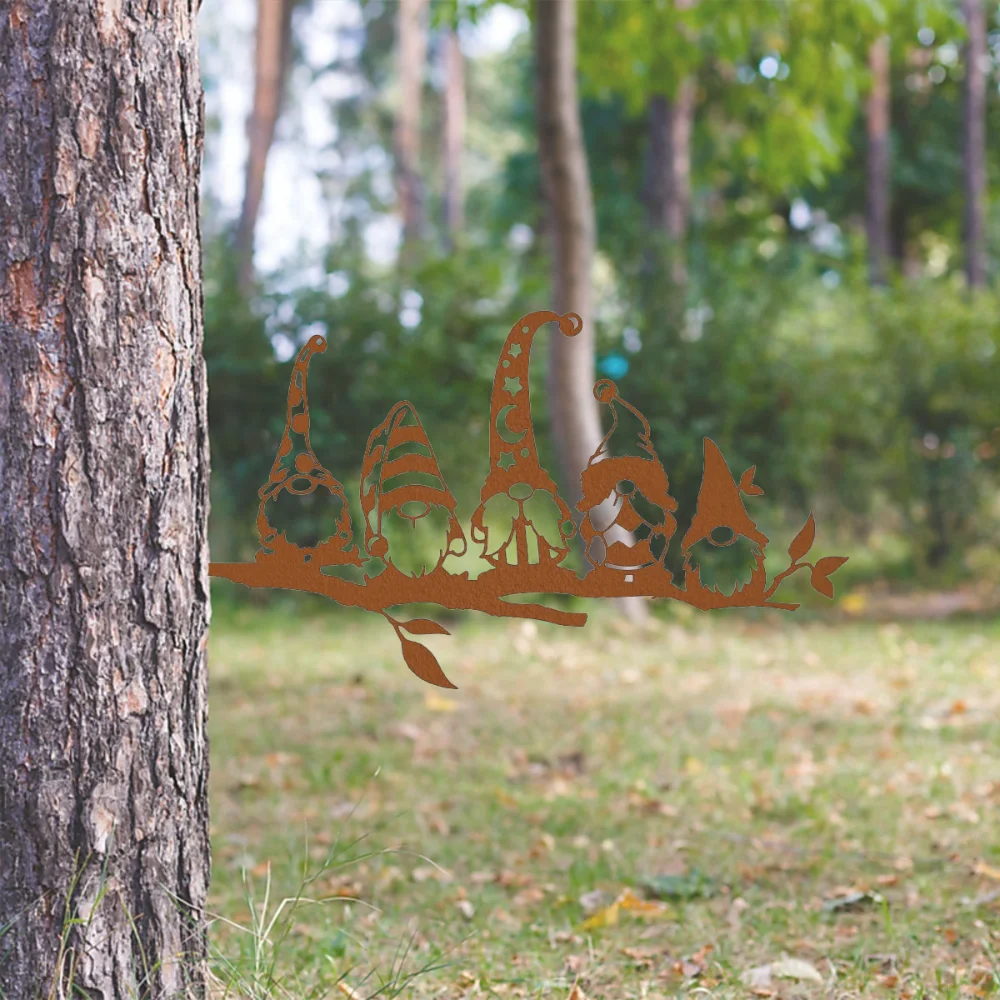 Очаровательное Украшение Из Металлической Ветки Сада С Дизайном Гнома И Грибов -