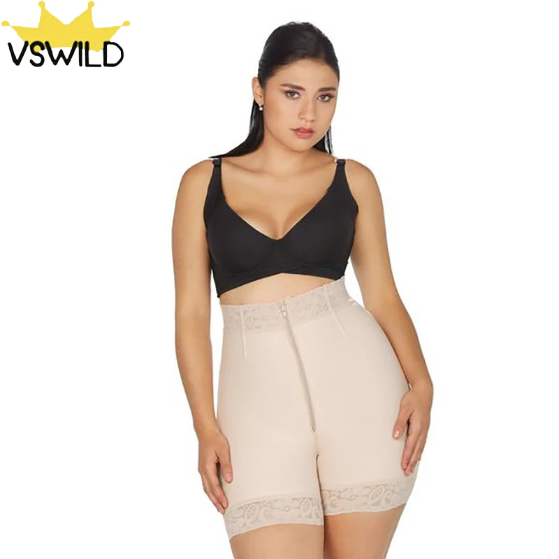 Women High Waist Hip Enhancer Cincher Butt Lifter Zipper Shapewear Lace Tummy Control Panties ShaperButt Lifting Shapewear Short