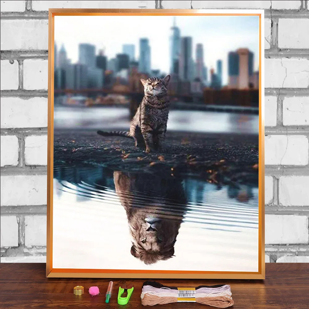 Холст с изображением животных и кошек 11CT вышивка крестом сделай сам полный набор