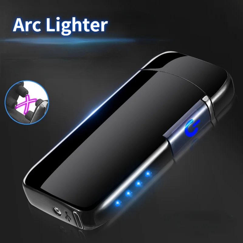 

New Double Arc Windproof Lighters USB Rechargeable Lighter Personalized Photoelectric Induction Cigarette Lighter Gifts
