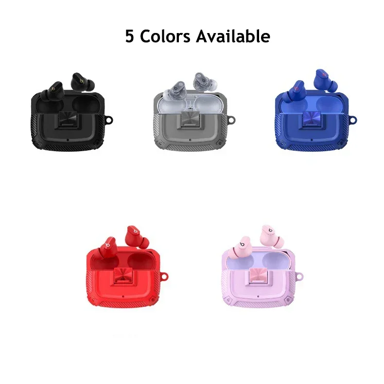 Case Carbon Fiber Shockproof Shape hard shell protective cover for Apple Beats Studio Buds Buds+ Safety Lock Cover