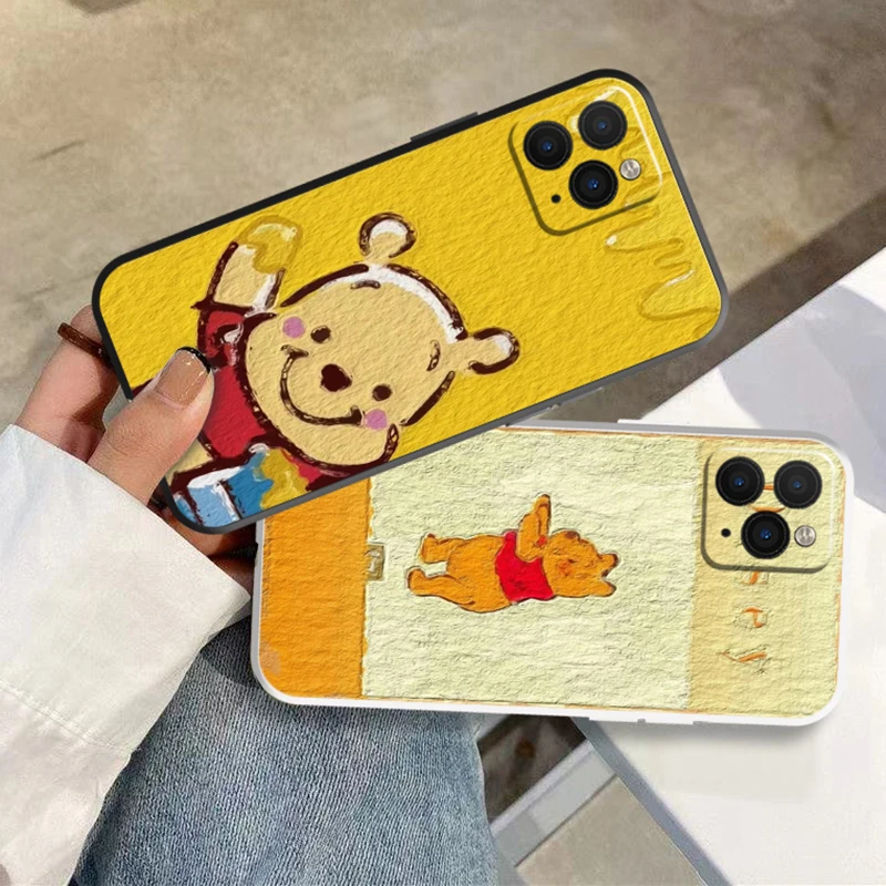 

Winnie The Pooh Oil Painting Style Phone Case For iPhone 13 12 11Pro Mini X XR XS Max 6S 7 8 Plus SE 2020 Soft Disney Back Cover