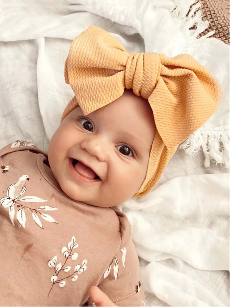 

Big Hair Bow Girls Headband Cute Baby Elastic Hair Band For Baby Children Solid Turban Kids 2022 Festival Hair Accessories