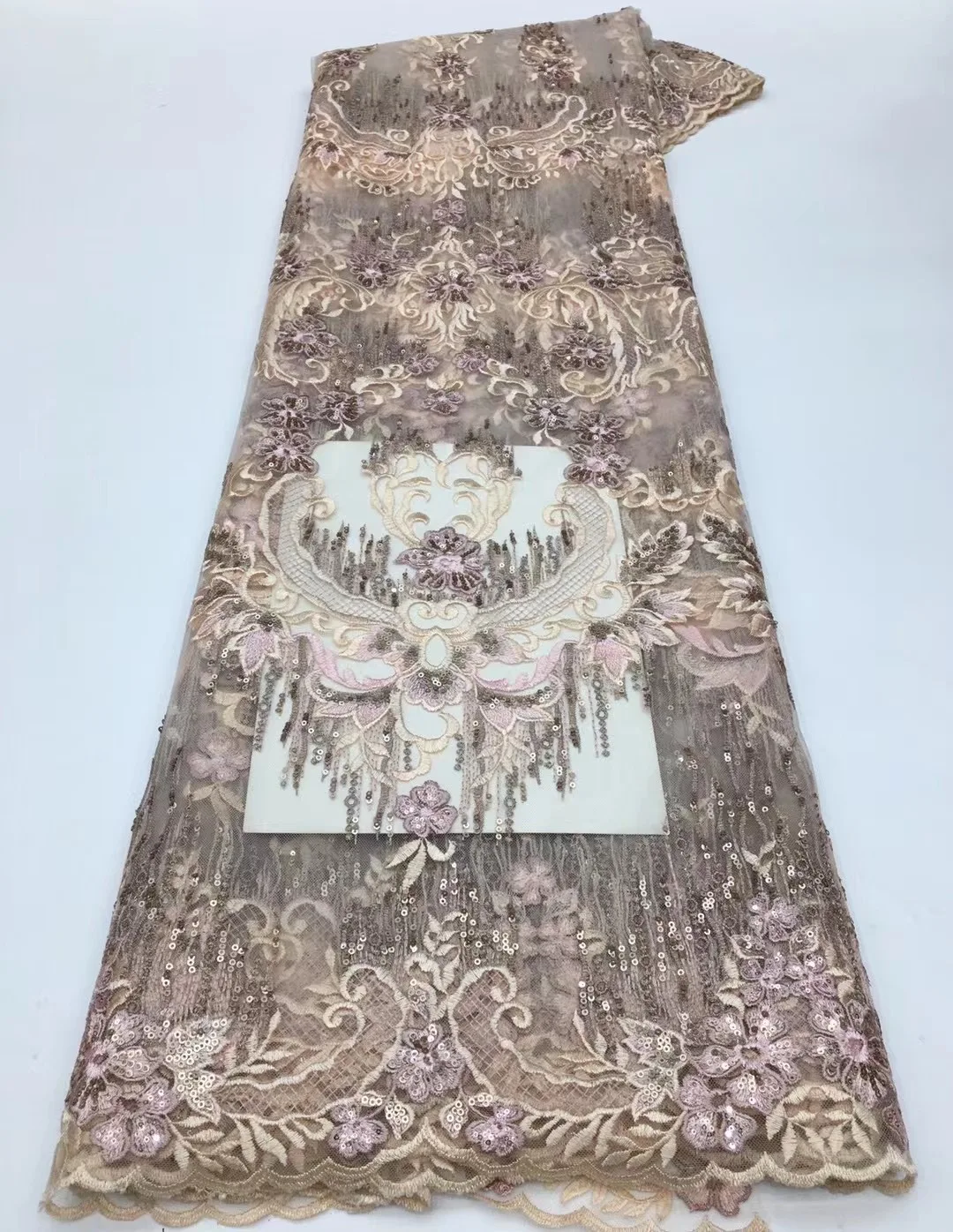 

Sequin African French Net Lace Fabric High Quality Tulle Mesh Lace Bridal Nigerian Wedding Dress Lace for Woman XX5464