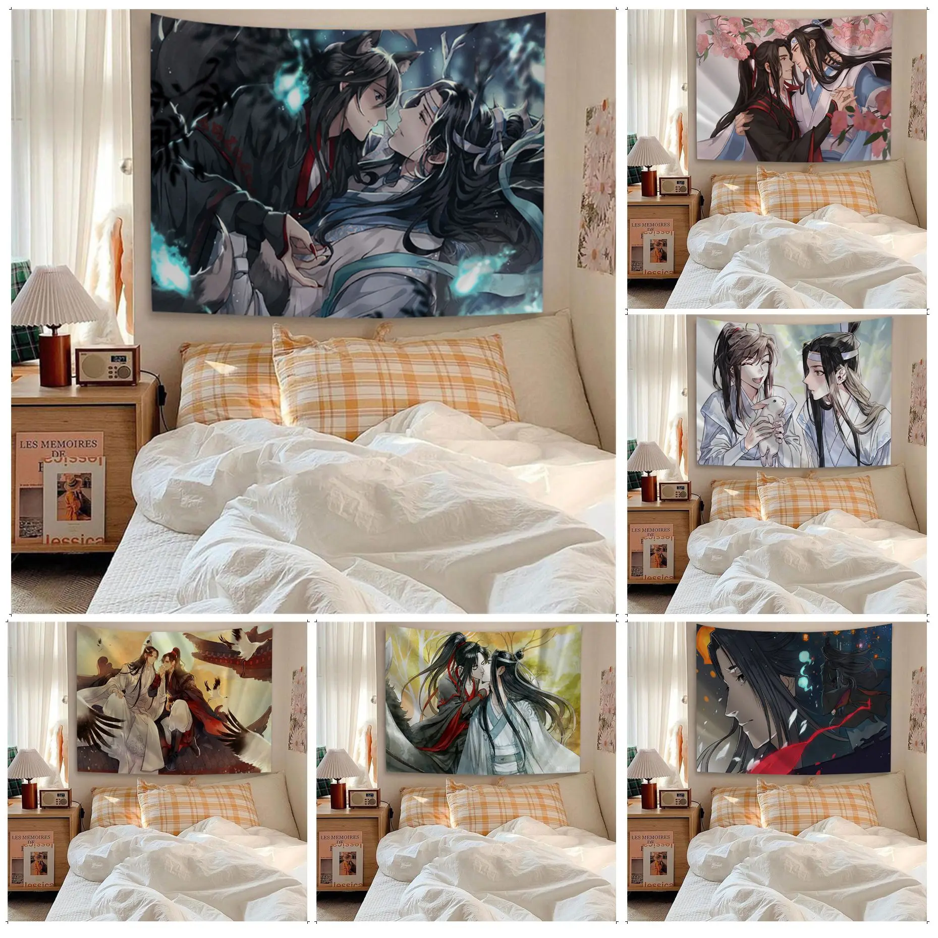 

Mo Dao Zu Shi MDZS Printed Large Wall Tapestry Indian Buddha Wall Decoration Witchcraft Bohemian Hippie Decor Blanket
