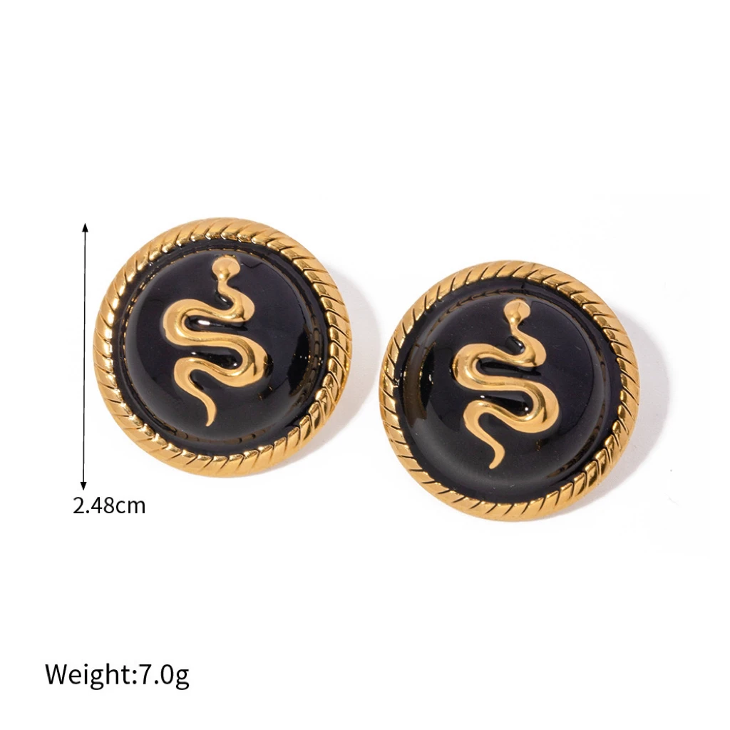 PAPERPLUS | Дизайнерские серьги для женщин. Черные золотые серьги-гвоздики.