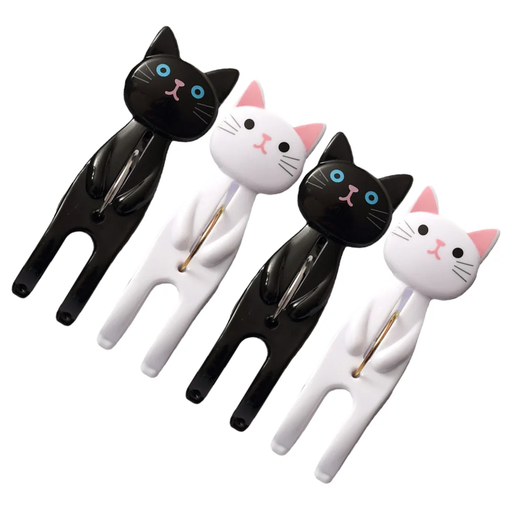 

4 Pcs Cat Clothespin Towel Clips Plastic Hanging Beach Chairs Adults Cute Clamps Rack Cartoon Towels