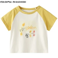 colorful childhood summer boys girls baby cotton stitching round neck t shirt cool breathable short top 3xtx205