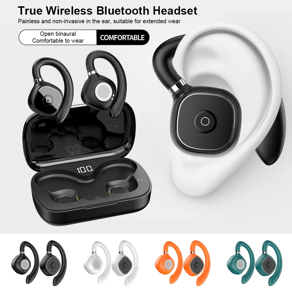 Adults Bluetooth-compatible Earphone with Charging Box Running Noise Reduction Waterproof Headphone Sports Earbuds Green