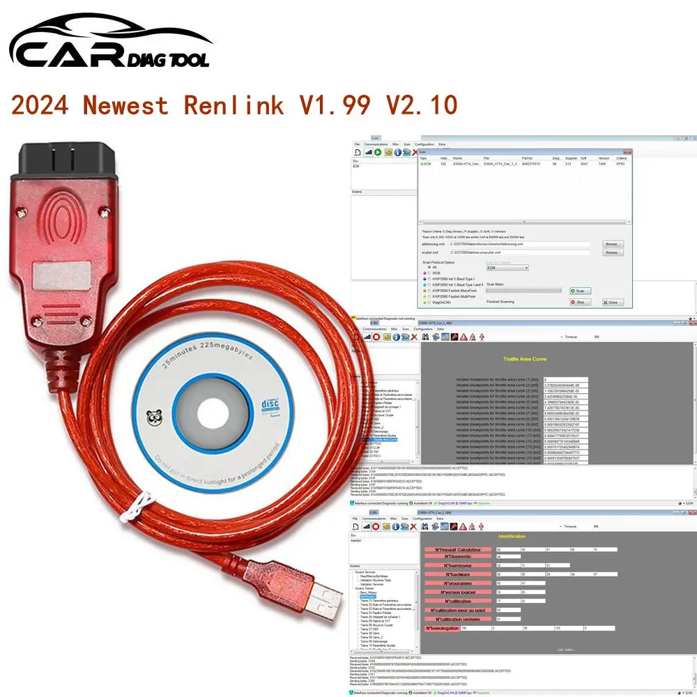 Профессиональный диагностический интерфейс Renolink V1.99 V2.10 OBD2 для автомобилей