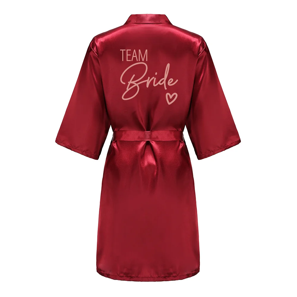 Team Bride Women Wedding Satin Dressing Gown Personalized Custom Name Bathobe Bridal Party Robes Bridesmaid Robes gift