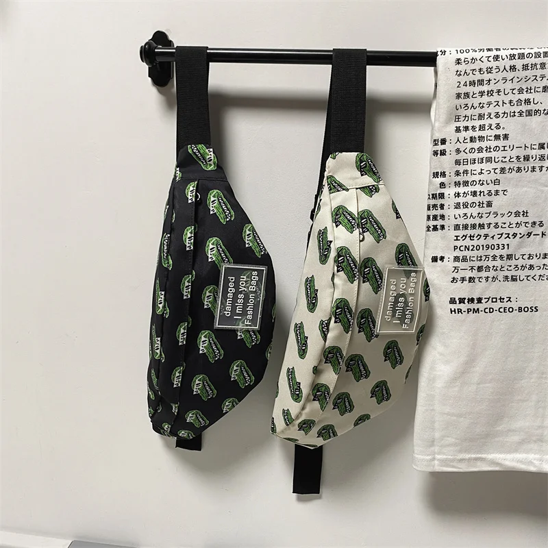 Модные холщовые нагрудные сумки с принтом трендовая брендовая дизайнерская