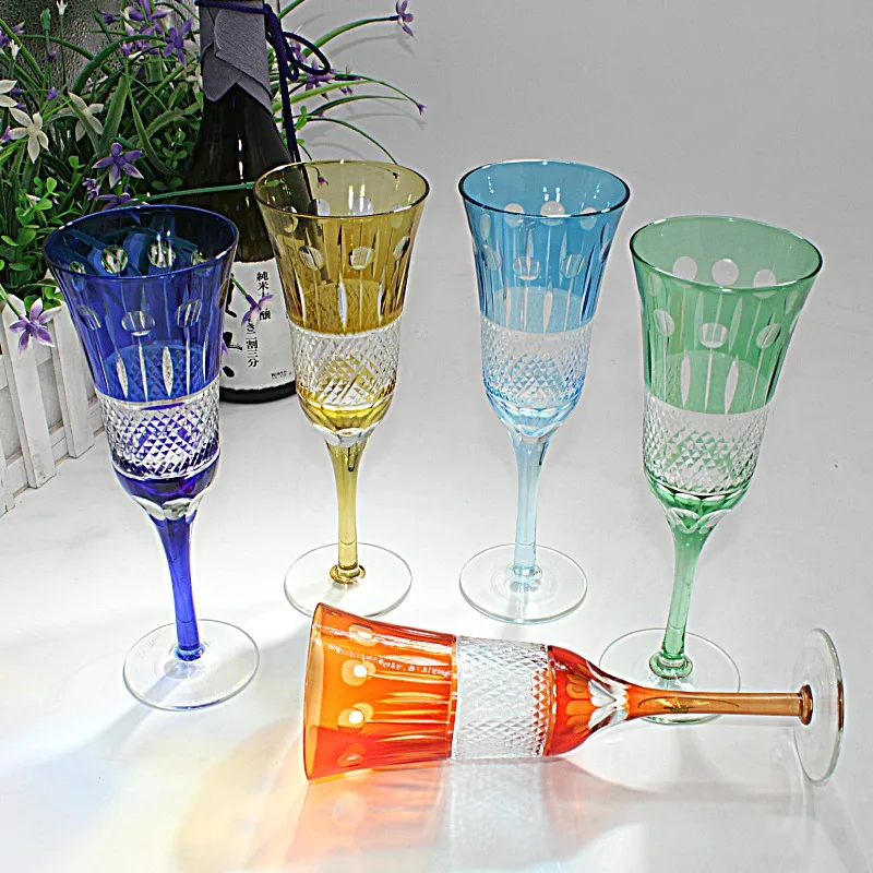 

4-6pcs a set Japanese handmade Goblet wine glass champagne glass wine glass cup wine glasses juego tazas de café water bottle